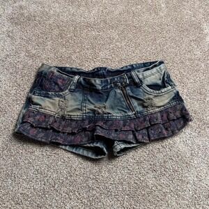 HONGJINYU JEANS ACID WASH DENIM SHORTS